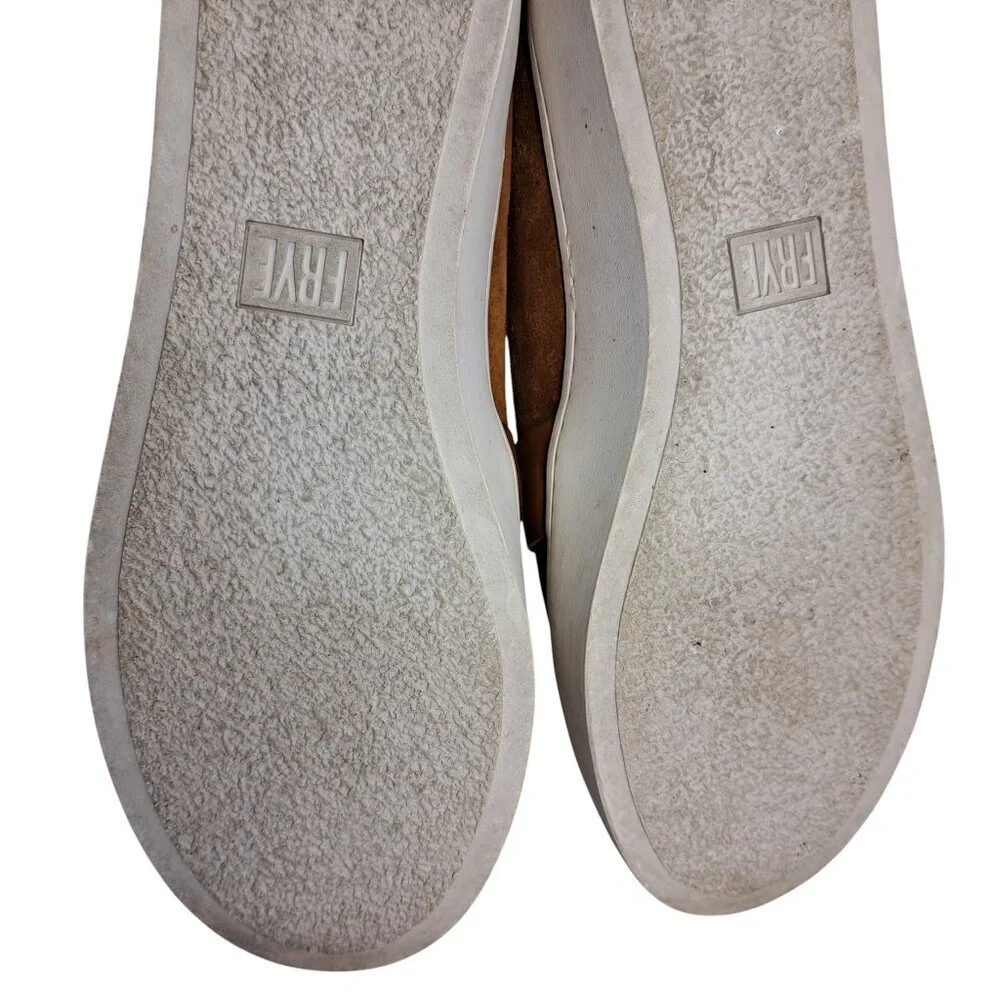 Frye Lena Harness Slip On Suede Loafers Low Top Sneakers Size 6.5 Brown Leather
